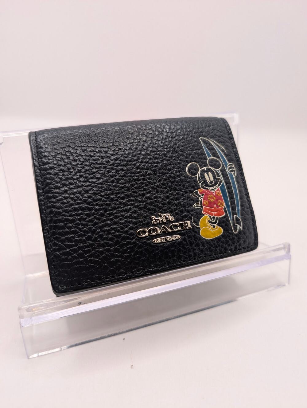 Authentic Coach x Disney Mickey Surfer Snap Tri-fold Wallet - Dark Blue & Green
